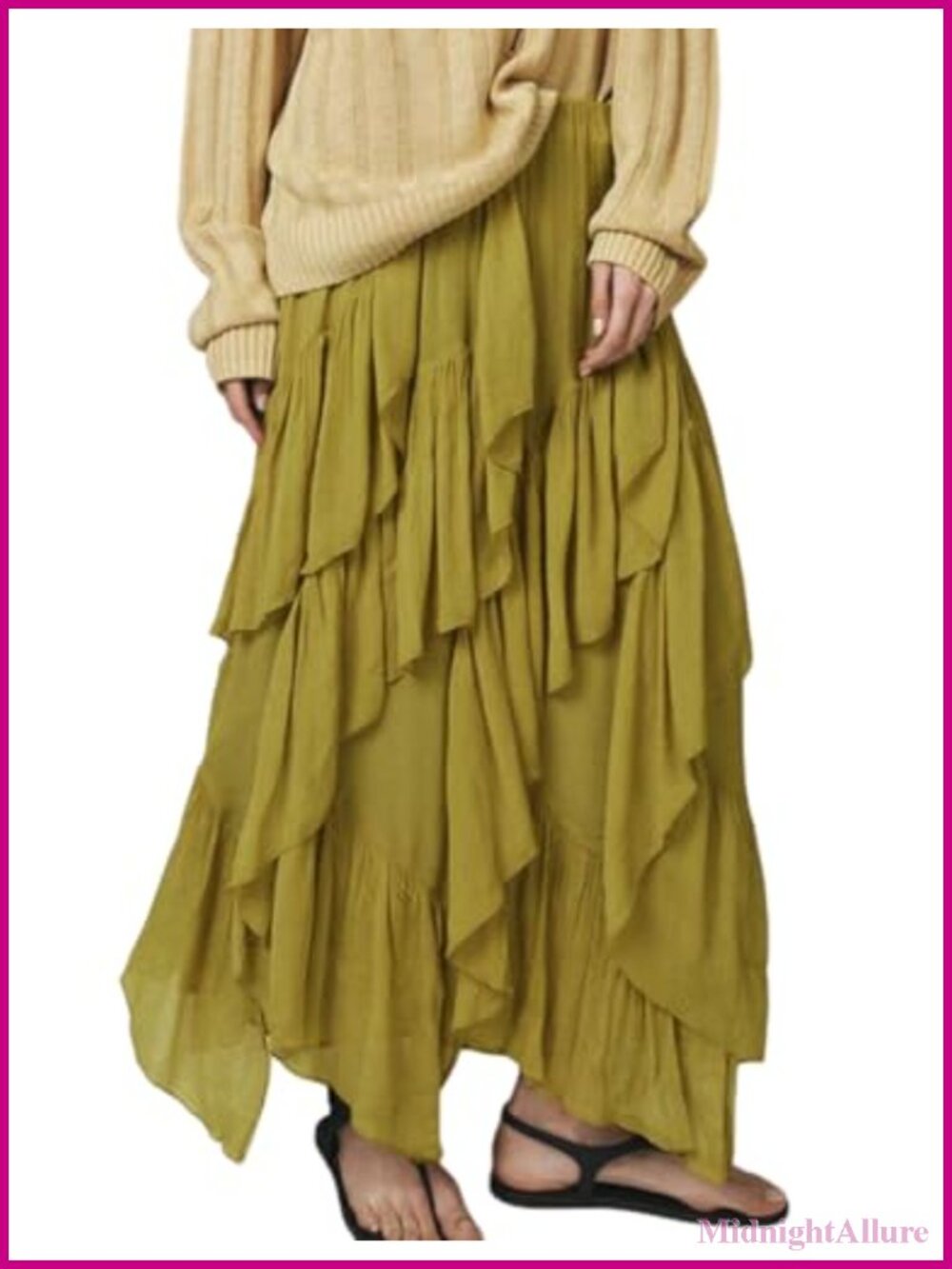 Women's Ruffle Maxi Skirt Long Flowy Layered Tiered